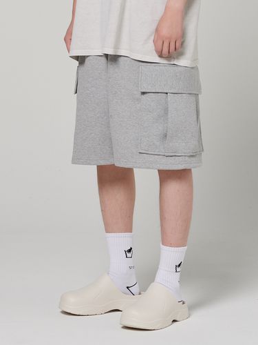 Cargo Bermuda Sweat Shorts_Melange Gray - AKECII - Modalova