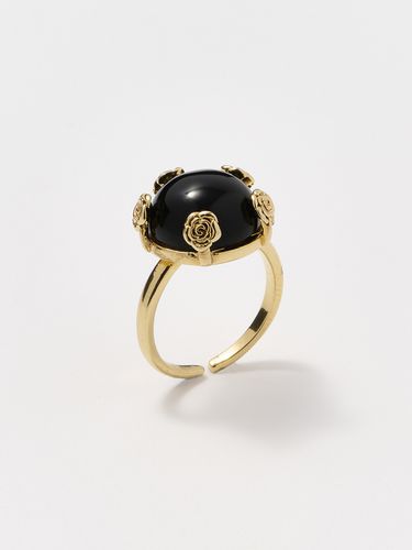 Rose Black Gemstone Open Ring_Gold - Le masque - Modalova