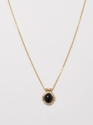 Black Gemstone Pendant Necklace_Gold - Le masque - Modalova