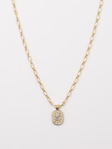 White Cubic Gemstone Chain Necklace_Gold - Le masque - Modalova