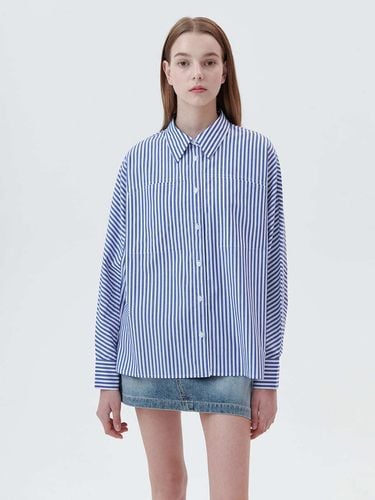 Stand Collar Double Pocket Cotton Shirt_Stripe - LeftSeoul - Modalova