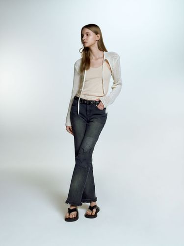 Star Embroidery Dyed Denim Pants - sllow garments - Modalova