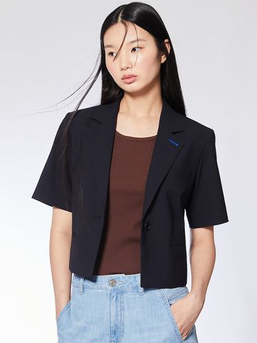 Signature Summer Wool Crop Jacket_Navy - kuho plus - Modalova