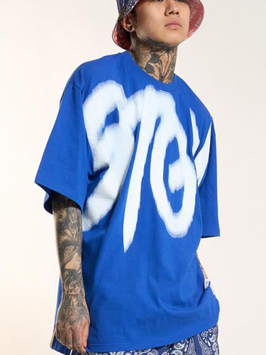 Blur Oversized Fit T-Shirt - Blue - STIGMA - Modalova