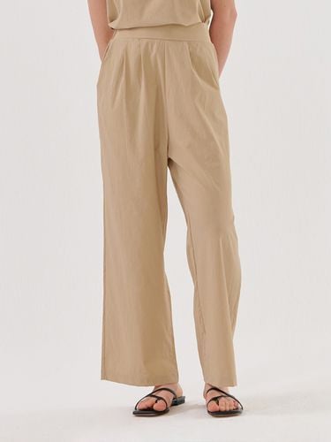 Linen Elastic Waist Slacks - Beige - camino - Modalova