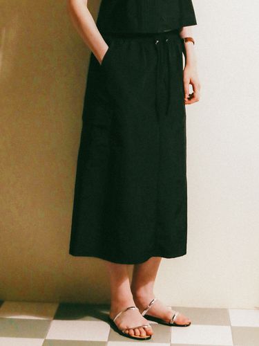 String Cargo Long Skirt - Black - LOSSYROW - Modalova