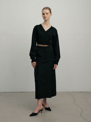 Pleats Long Skirt - Black - Lucirzu - Modalova