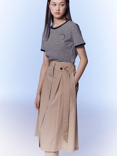 Belted Flare Skirt - Beige - kuho plus - Modalova