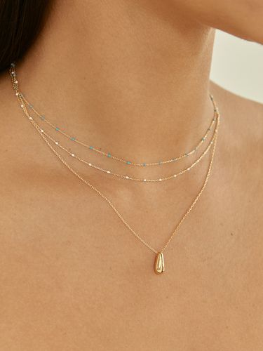 Color Point Layered Chain Necklace _ 3 Colors - LUNNE - Modalova