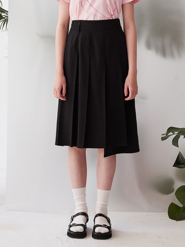 Asymmetric Pleats Midi Skirt_Black - kuho plus - Modalova