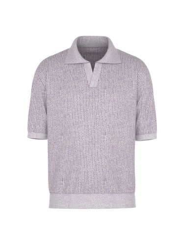 Boucle Short Sleeve Collared Sweater - DREAMWORLD - Modalova