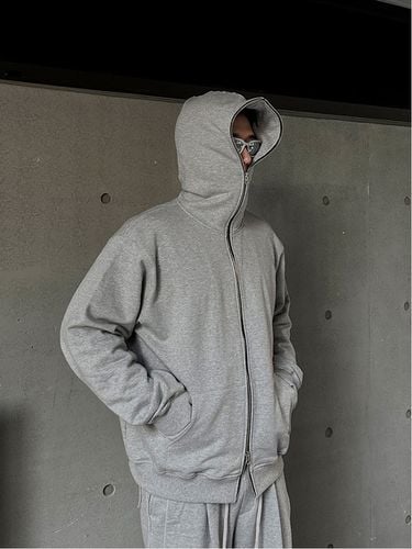 Face Full Zip-Up Hoodie _ Grey - CLACO - Modalova