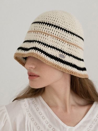 No.178 / Stripe Crochet Bucket Hat_Beige - Slowslowly - Modalova