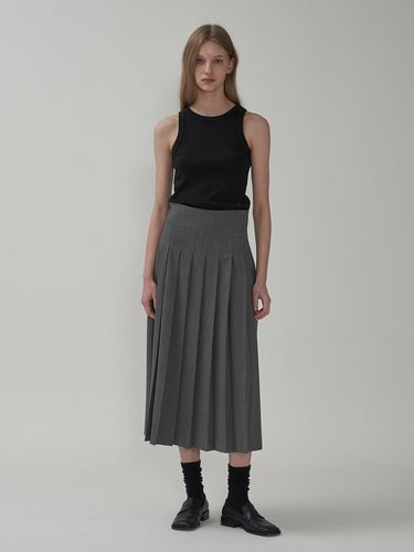 Pleated Long Skirt_Gray - MOTT - Modalova