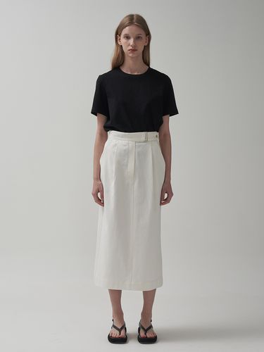 Button Cotton Long Skirt_White - MOTT - Modalova