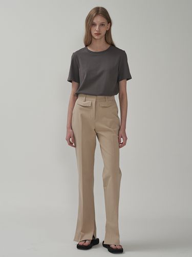 Slit Cotton Pants_Beige - MOTT - Modalova