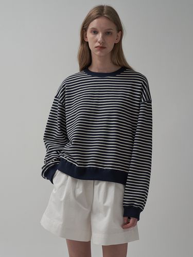 Stripe Stitch Sweatshirt_Navy - MOTT - Modalova