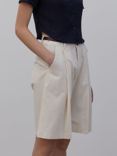 Washed Cotton One Tuck Bermuda Pants - Trip LE Sens - Modalova