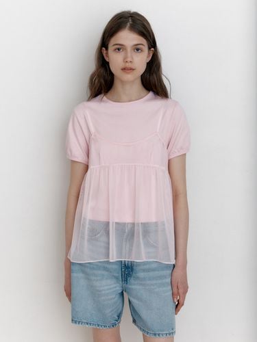 Shirring See-Through Sleeveless Top_Pink - cottagehouse - Modalova