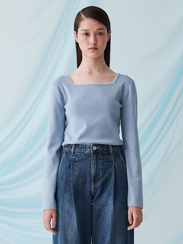 Square Neck Knit Pullover _Sky Blue - kuho plus - Modalova