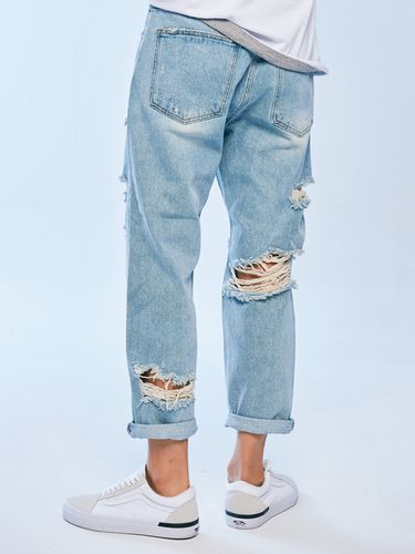 Superb Fit Heavy Damaged Denim Pant - reflyperky - Modalova