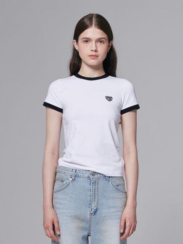 Heart Ringer T-shirt_White/Black - OUTSHELL - Modalova