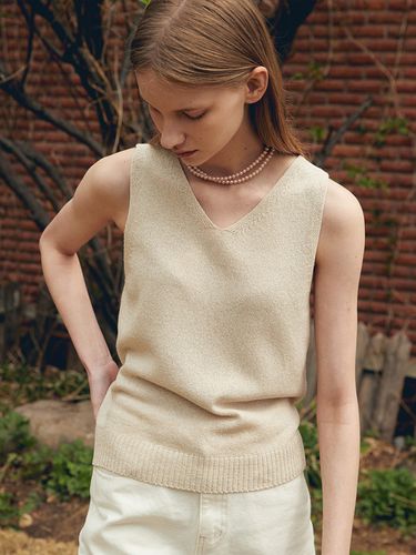 Linen Sleeveless Knit Top - MOAT - Modalova