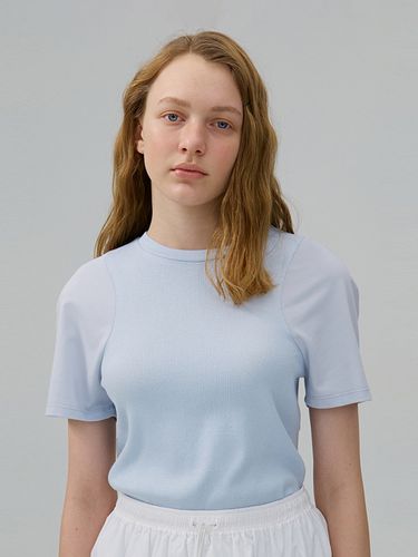 Rib Blocking T-Shirt_Sky Blue - ahwe - Modalova