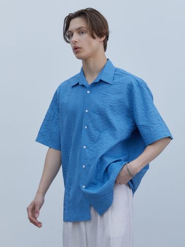 Leaf Jacquard Half Shirt (Blue) - Trip LE Sens - Modalova