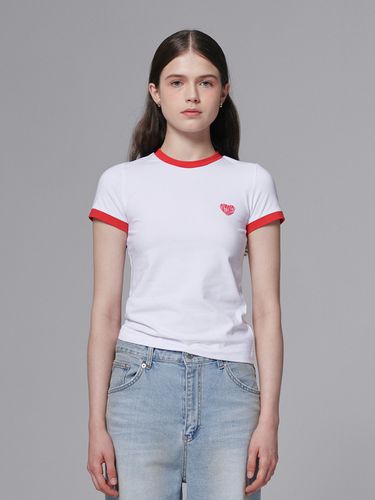 Heart Ringer T-shirt_White/Red - OUTSHELL - Modalova