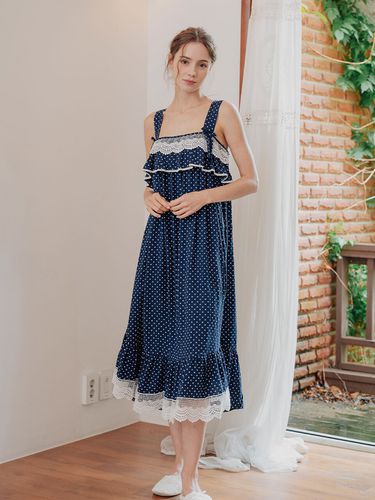 Rayon Polka-dot Sleeveless Pajama Dress - LUNALUZ STUDIO - Modalova