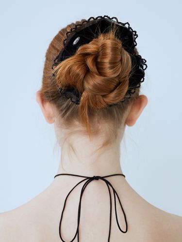 Beads Frill Scrunchie_Black - mellotory - Modalova