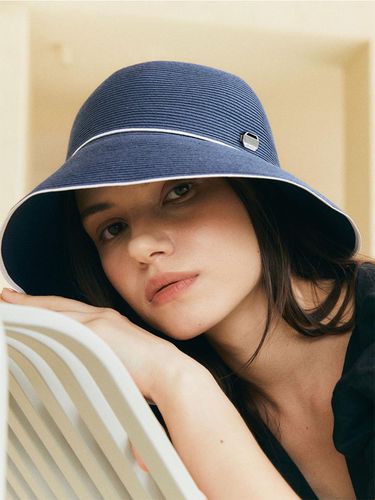 Rattan Wide One Line Boater Hat _ - ACCLET - Modalova