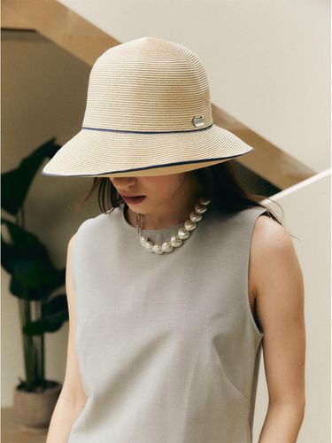 Rattan Wide One Line Boater Hat _ - ACCLET - Modalova