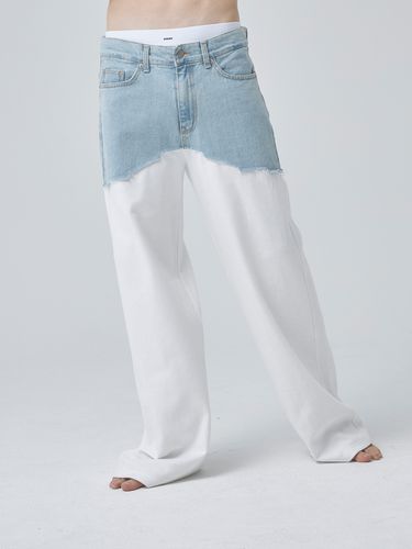 Denim Jeans (White and Light Blue) - GOZER - Modalova