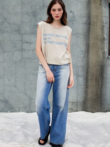 Elgars Jobs Cotton Sleeveless Tee_Beige - SORRY TOO MUCH LOVE - Modalova