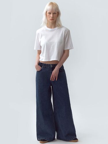 Elastic Wide Denim Pants (Blue) - MAGJAY - Modalova