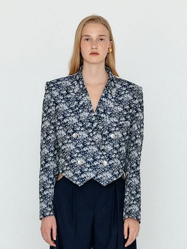 Double Breasted Short Blazer (Navy) - EENK - Modalova