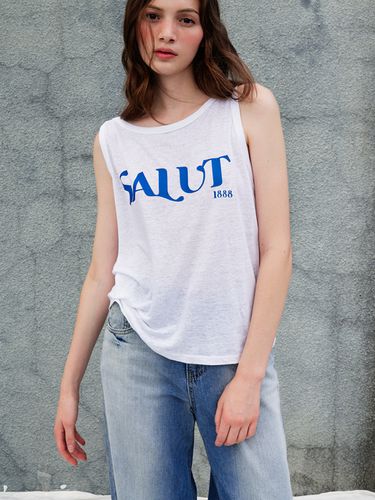 Salut Linen Sleeveless T-shirt_White - SORRY TOO MUCH LOVE - Modalova