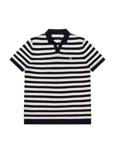 Open-Collar Stipe Polo Shirt _ - SOLEW - Modalova