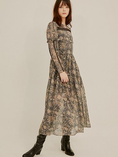 Bohemian Lace Trim Chiffon Dress_Blue - SORRY TOO MUCH LOVE - Modalova