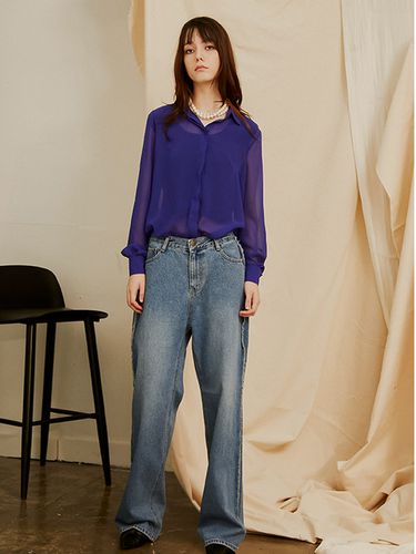 Four Season Chiffon Blouse_Blue - SORRY TOO MUCH LOVE - Modalova