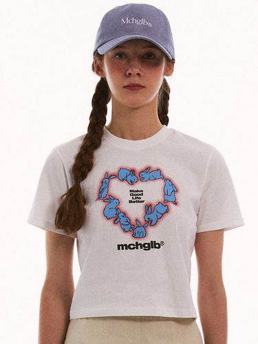 Heart Crop Tee - White - MATCHGLOBE - Modalova