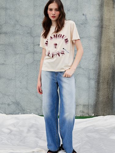 Damour Circle Print Tee_Beige - SORRY TOO MUCH LOVE - Modalova