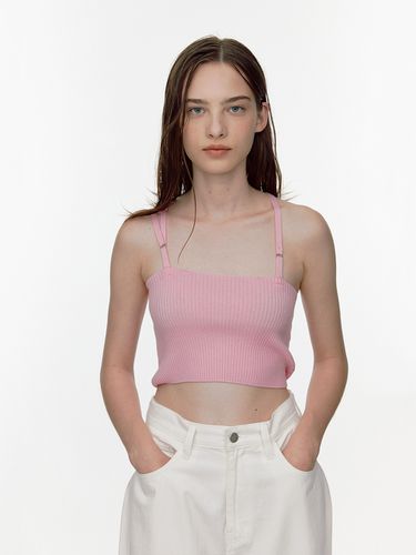 Ring Strap Knit Top - Pink - SOFT SEOUL - Modalova