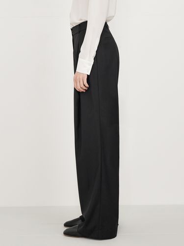 Wool Blend Long Wide Slacks - Black - RIDIFI - Modalova