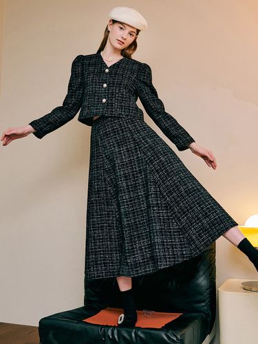 V-neck Tweed Jacket and Skirt Set - ZEROSTREET - Modalova