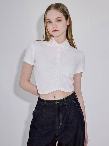 Collar Shirring Crop T-Shirt - Rosefrantz - Modalova