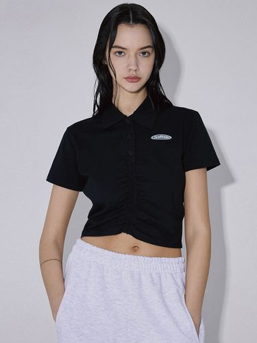 Collar Shirring Crop T-Shirt_Black - Rosefrantz - Modalova