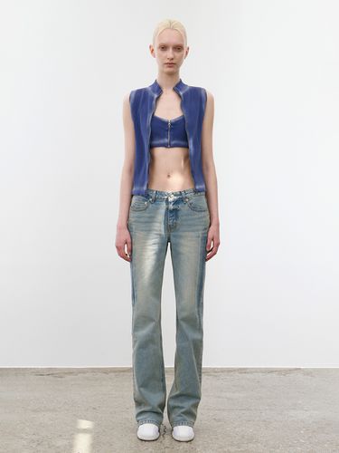 Shadow Laser Denim Pants _Blue - STUDIO TABLE - Modalova